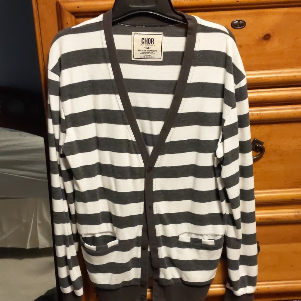 Grey and white cardigan